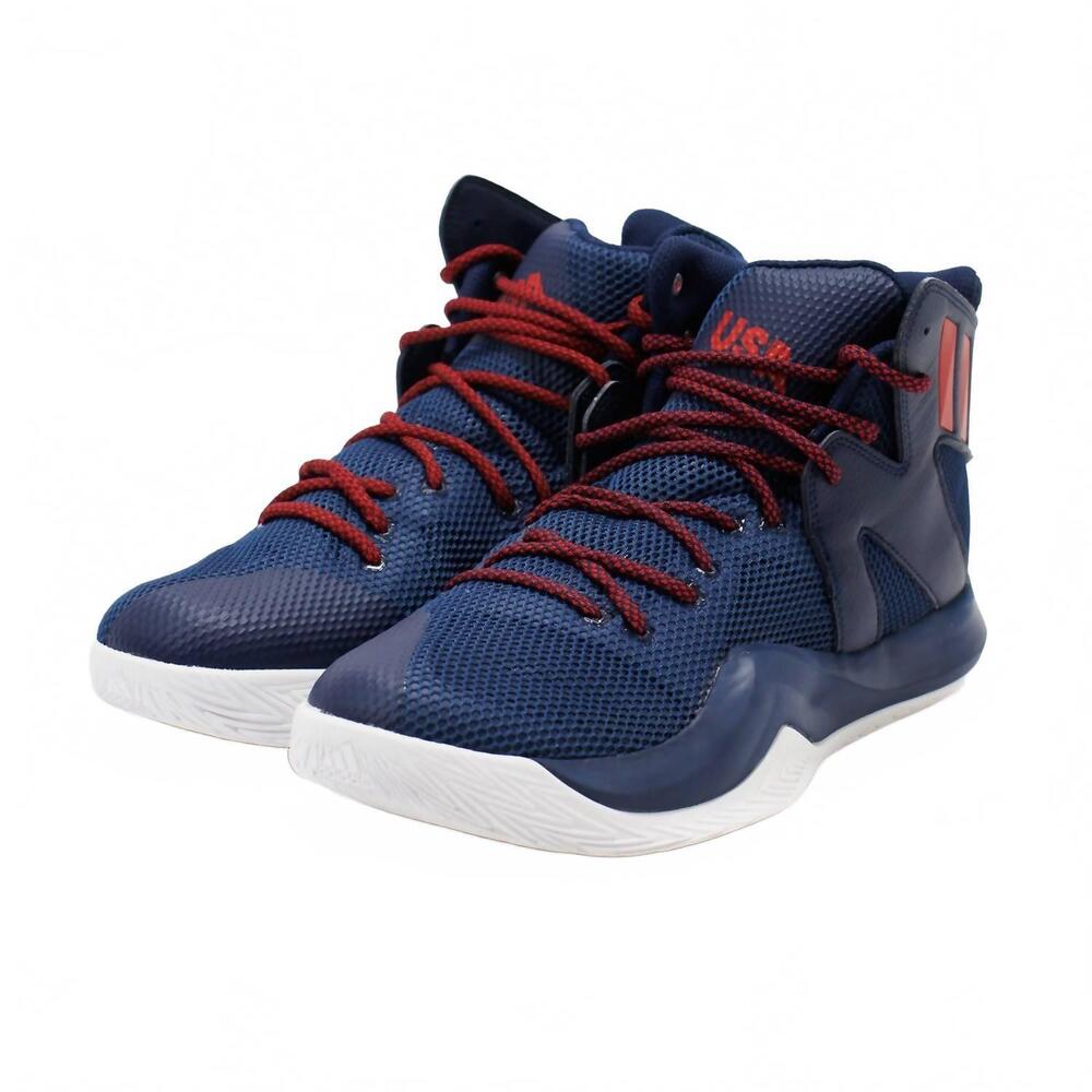 NEW ADIDAS men's sm crazy bounce usa basketball shoes in navy/scarlet